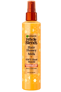 Front Pack of Hair Honey Milk 450F Heat Shield Spray, Anti-Frizz
